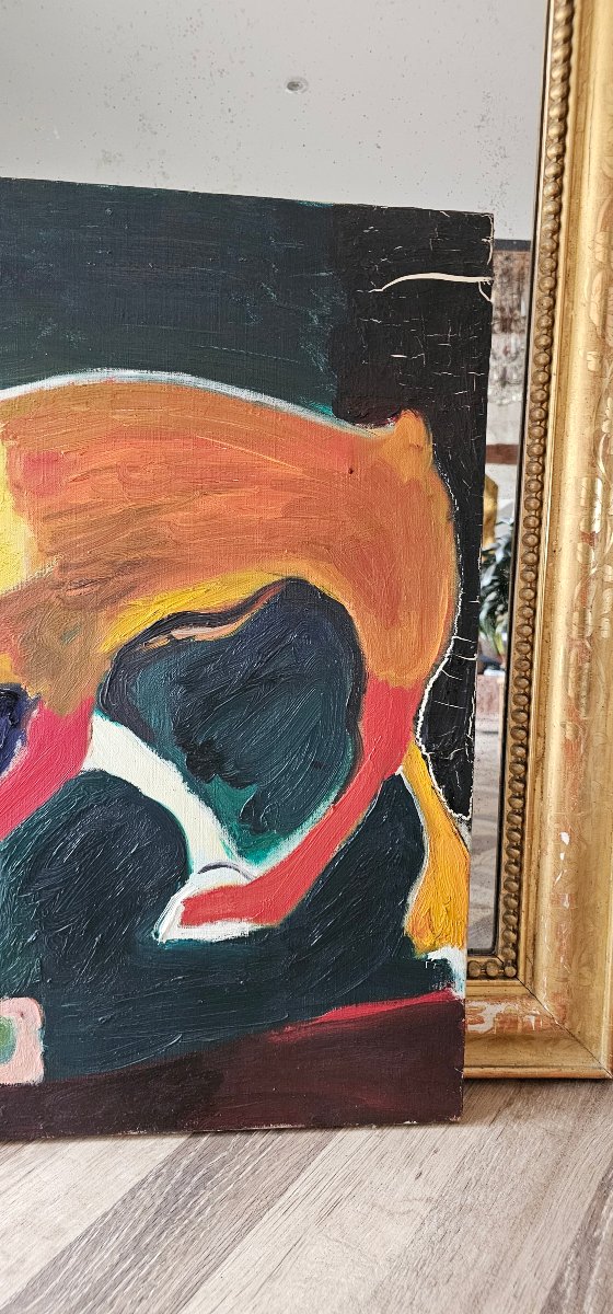 Oil On Canvas Painting By Marcel Pouget 1962 -photo-1