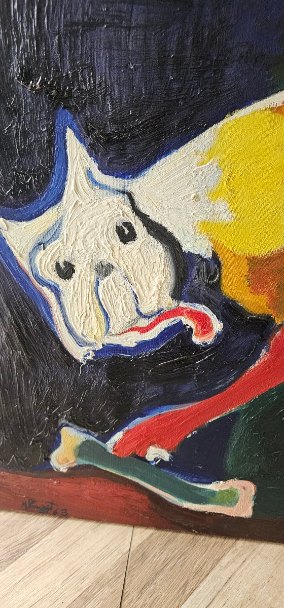 Oil On Canvas Painting By Marcel Pouget 1962 -photo-2