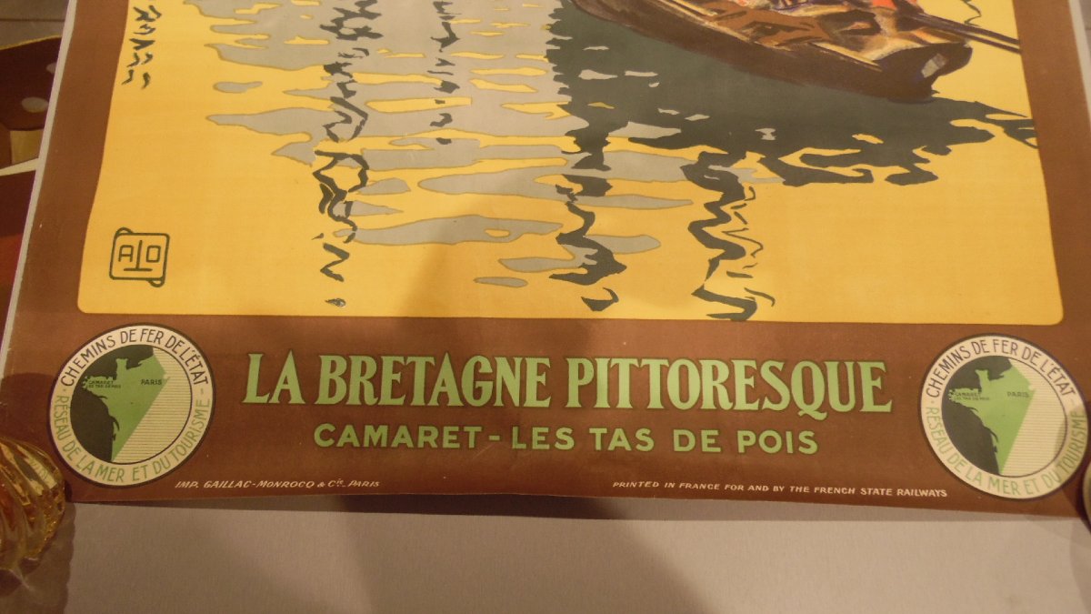 Affiche publicitaire ancienne "La Bretagne pittoresque Camaret" illustrée par Alo / tourisme-photo-2