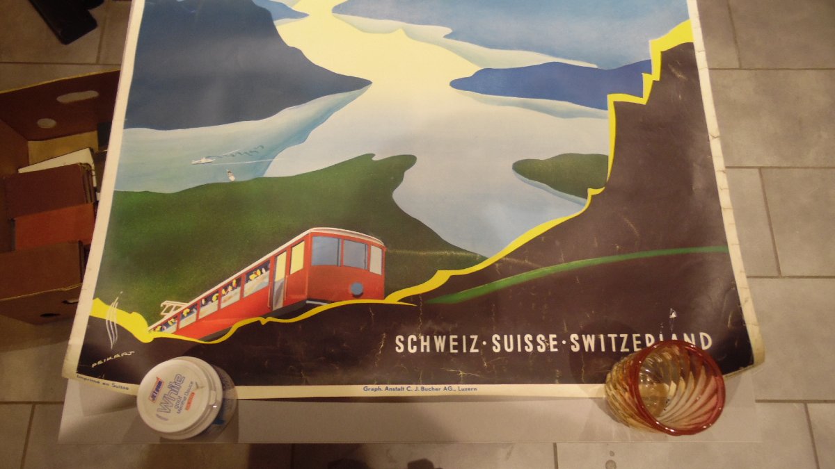 Affiche publicitaire ancienne Rigi Suisse, 1937, illustrée par Martin Peikert, tourisme-photo-2