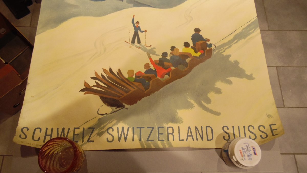 Affiche publicitaire ancienne toursime "Braunwald" Suisse, illustrée par Alex Digglemann-photo-2