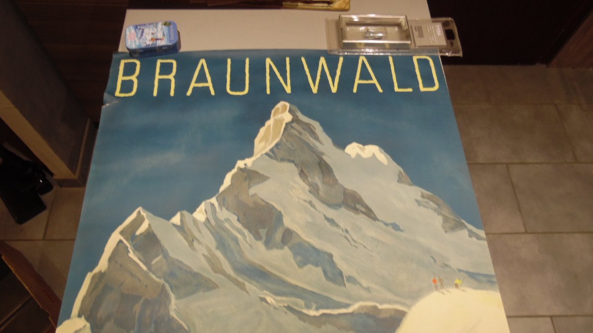 Affiche publicitaire ancienne toursime "Braunwald" Suisse, illustrée par Alex Digglemann-photo-4