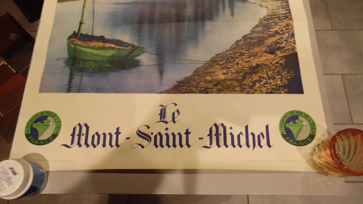Vintage Advertising Poster Featuring Mont Saint-michel, Tourism, And Railroads-photo-2