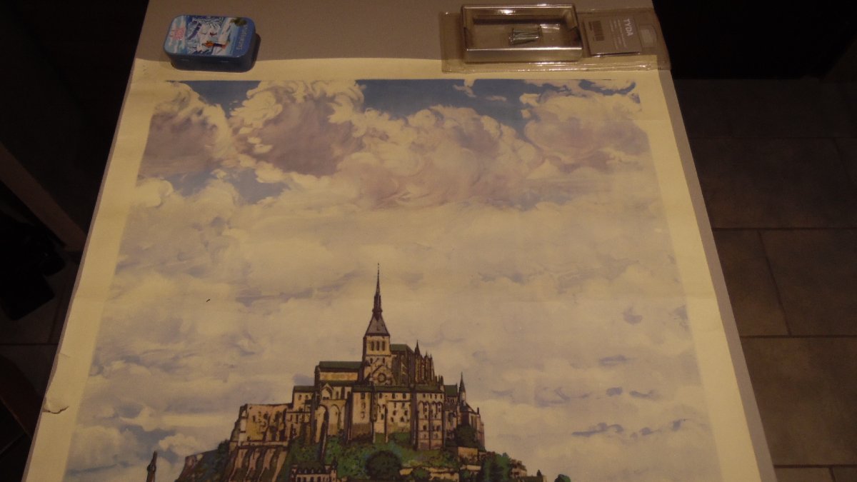 Vintage Advertising Poster Featuring Mont Saint-michel, Tourism, And Railroads-photo-4