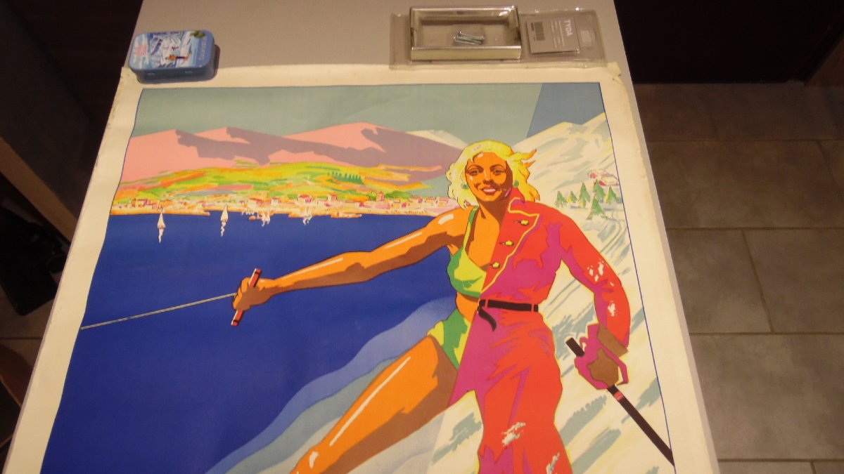 Affiche publicitaire ancienne Cote d'Azur / Corse illustrée par E. Fer-photo-4