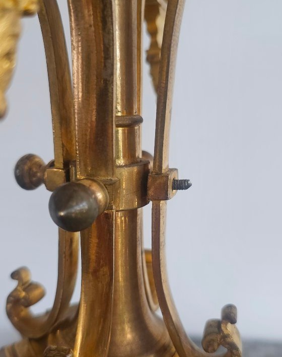 Enorme garniture de cheminée en bronze dorée epoque Napoléon 3 65cm-photo-8
