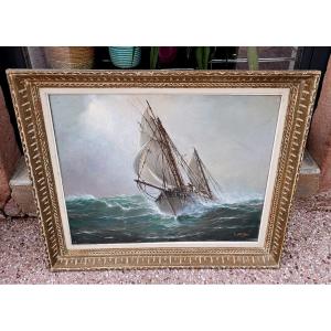 Joli Tableau Huile Sur Toile marine par leon zeytline 