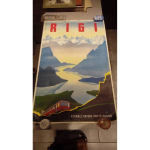 Vintage Advertising Poster For Rigi, Switzerland, 1937, Illustrated By Martin Peikert, Tourism