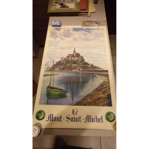 Vintage Advertising Poster Featuring Mont Saint-michel, Tourism, And Railroads