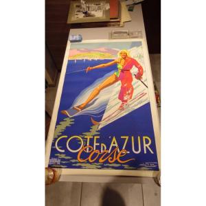 Vintage Advertising Poster For The French Riviera / Corsica, Illustrated By E. Fer
