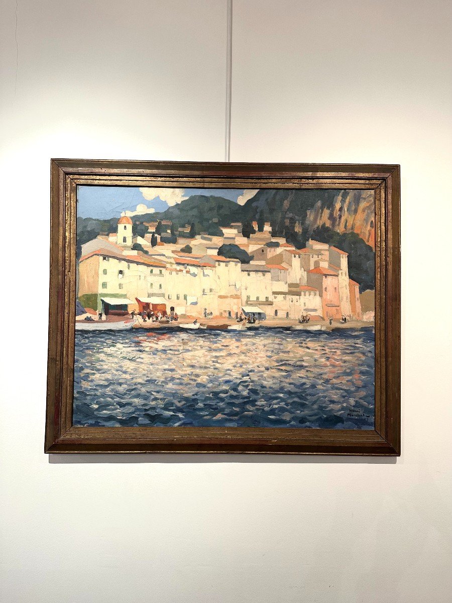 Les Maisons Du Port De Villefranche Sur Mer Huile Sur Toile d'Henri Marchal - 1929-photo-5