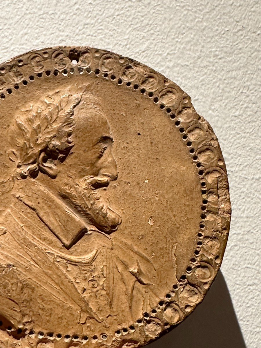 Medaillon, Esquisse En Terre Cuite, Portrait d'Henri IV Signé F P Belliard -photo-2