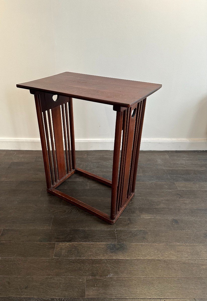 Charming Side Table In Mahogany Stained Beech Circa 1900-photo-4