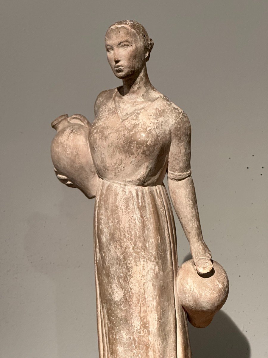 The Water Carrier From Cordoba, Terracotta Sculpture By Gilbert Privat 1934