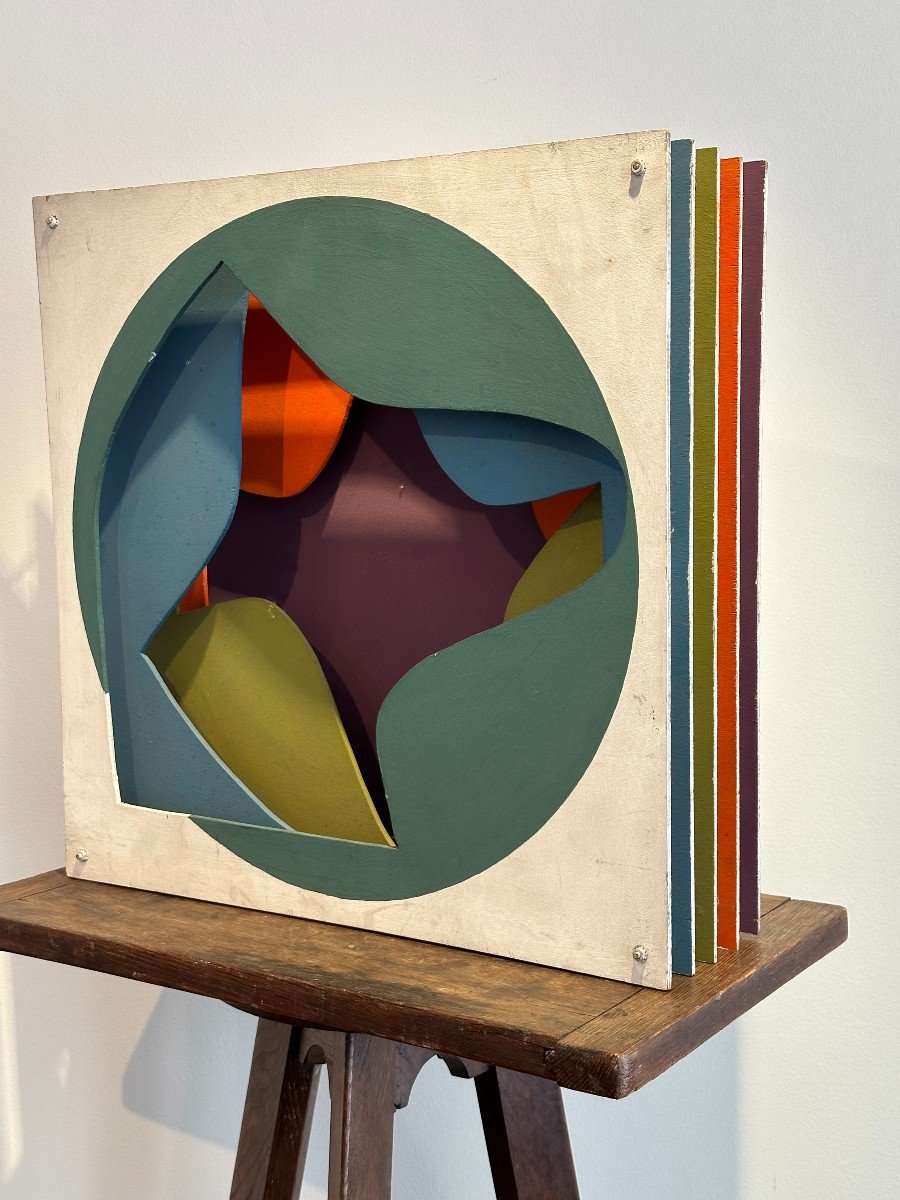 Abstraction Géométrique De Christian De Cambière , Signée Et Datée 1987 Au Revers-photo-3