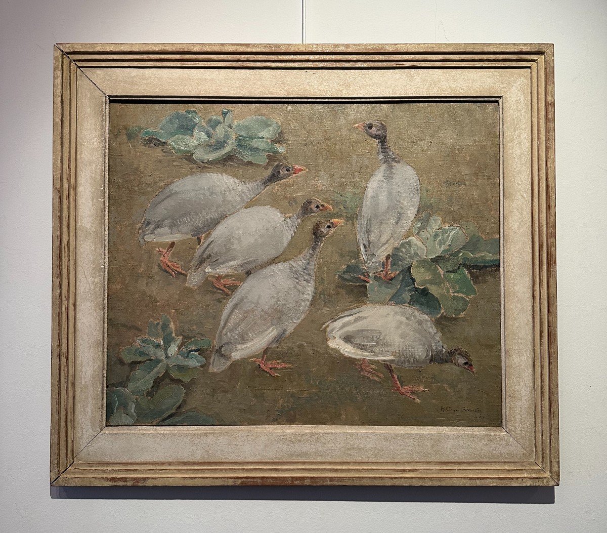 The Guinea Fowl, Oil On Canvas By Hélène Rivière. 