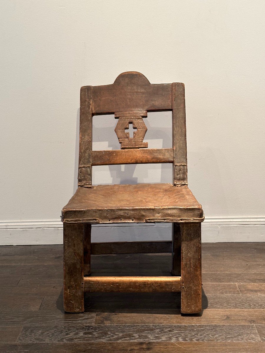 Ashanti (ghana) Chair In Wood And Leather Circa 1900 -photo-6