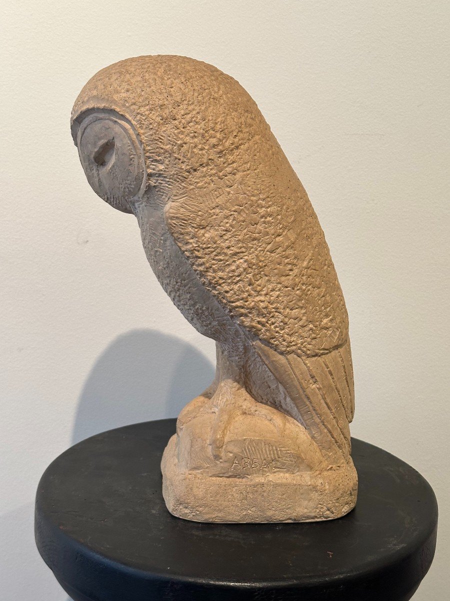 Barn Owl, Terracotta Sculpture By André Abbal Circa 1930-photo-3