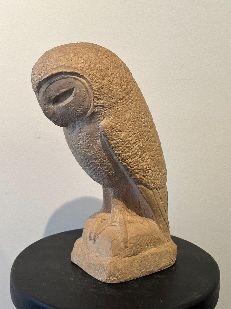 Barn Owl, Terracotta Sculpture By André Abbal Circa 1930-photo-4