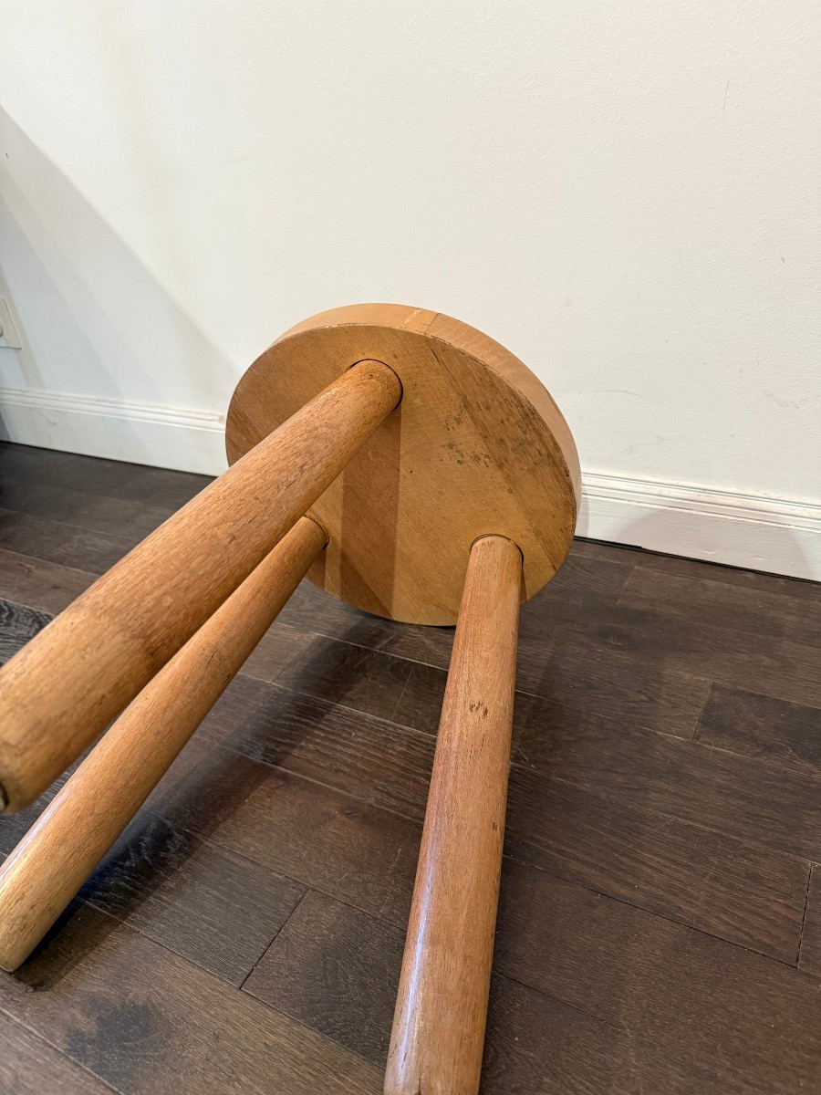 Pair Of Dutch Oak Tripod Stools From The 1960s -photo-4