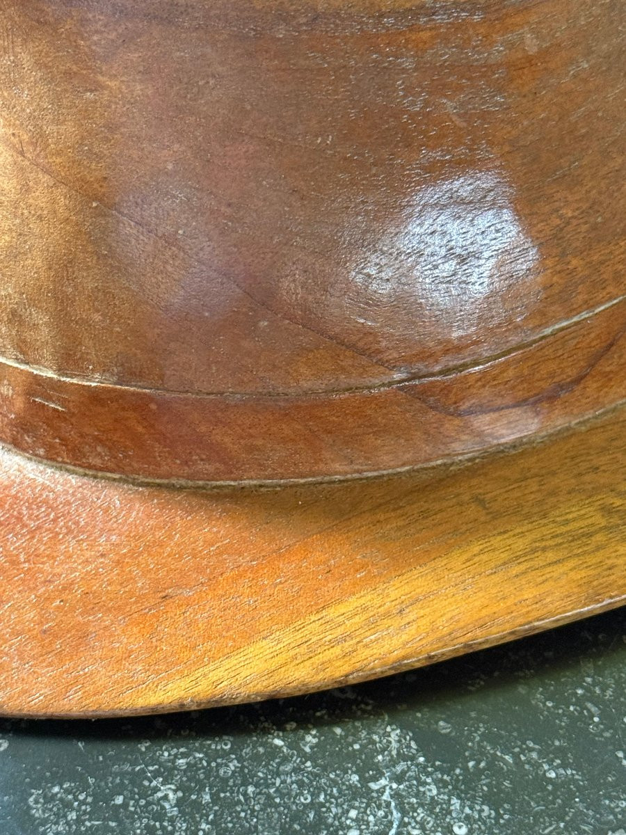Wooden Sculpture Representing A Borsalino Hat, Italian Work Circa 1960-photo-4