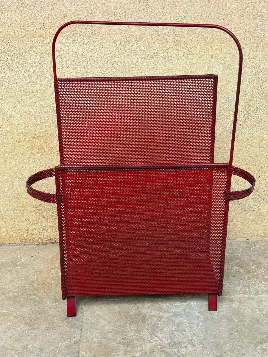 Porte Revue En Metal Perforé Des Années 50-photo-2