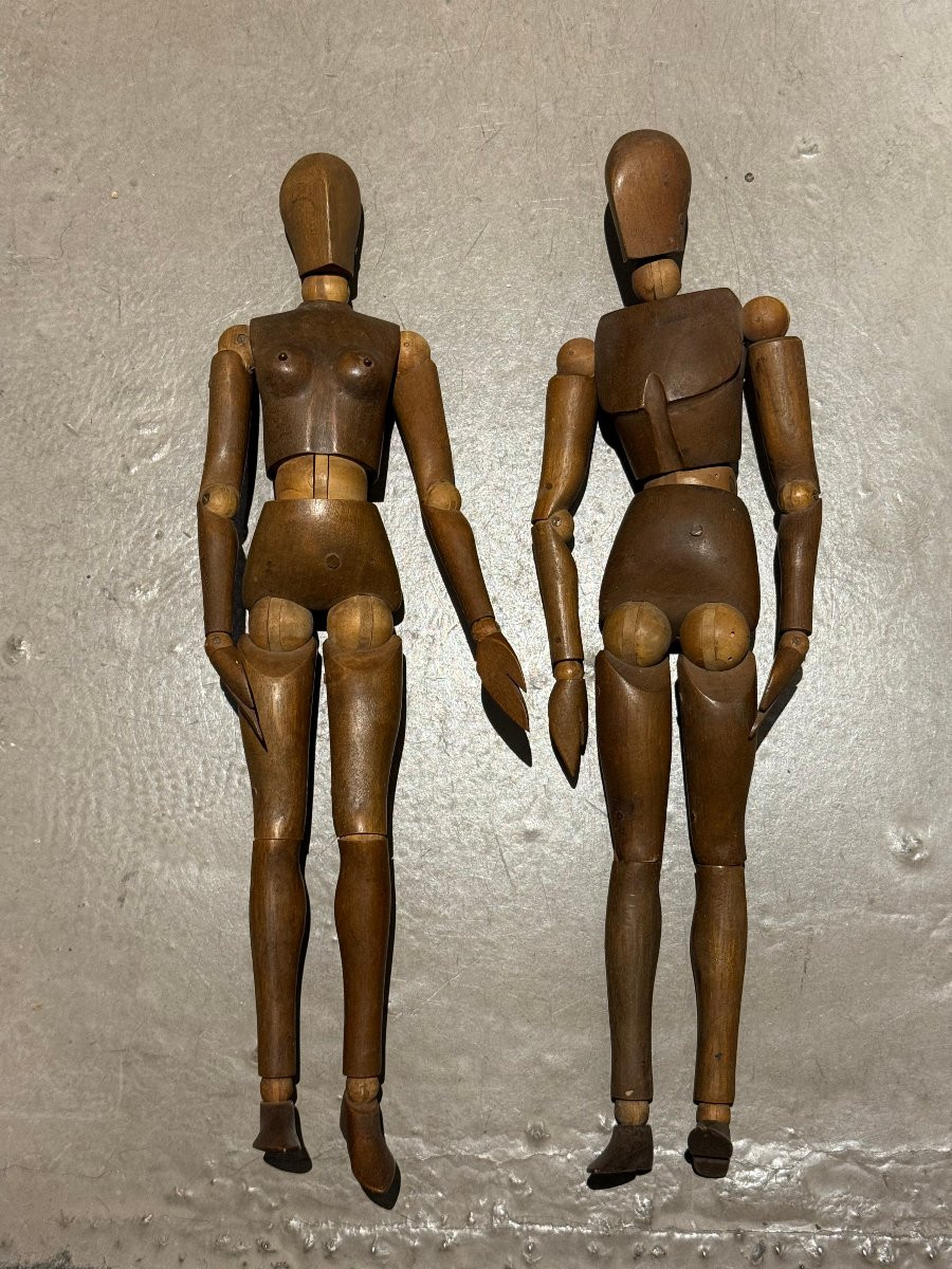 Paire de Mannequins de peintre modèle masculin et féminin , Italie années 50-photo-3