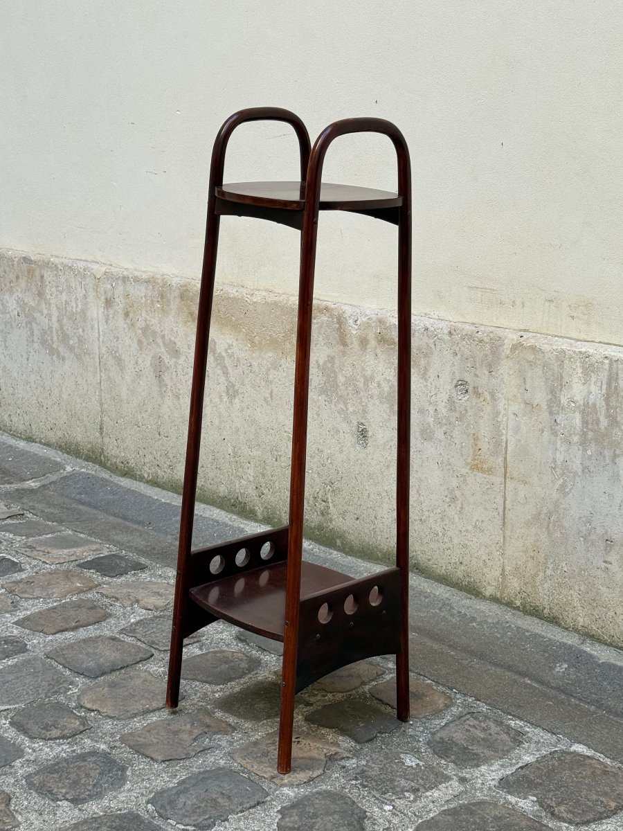 Thonet  Stand Or Plant Holder In Curved Mahogany-stained Wood -photo-2