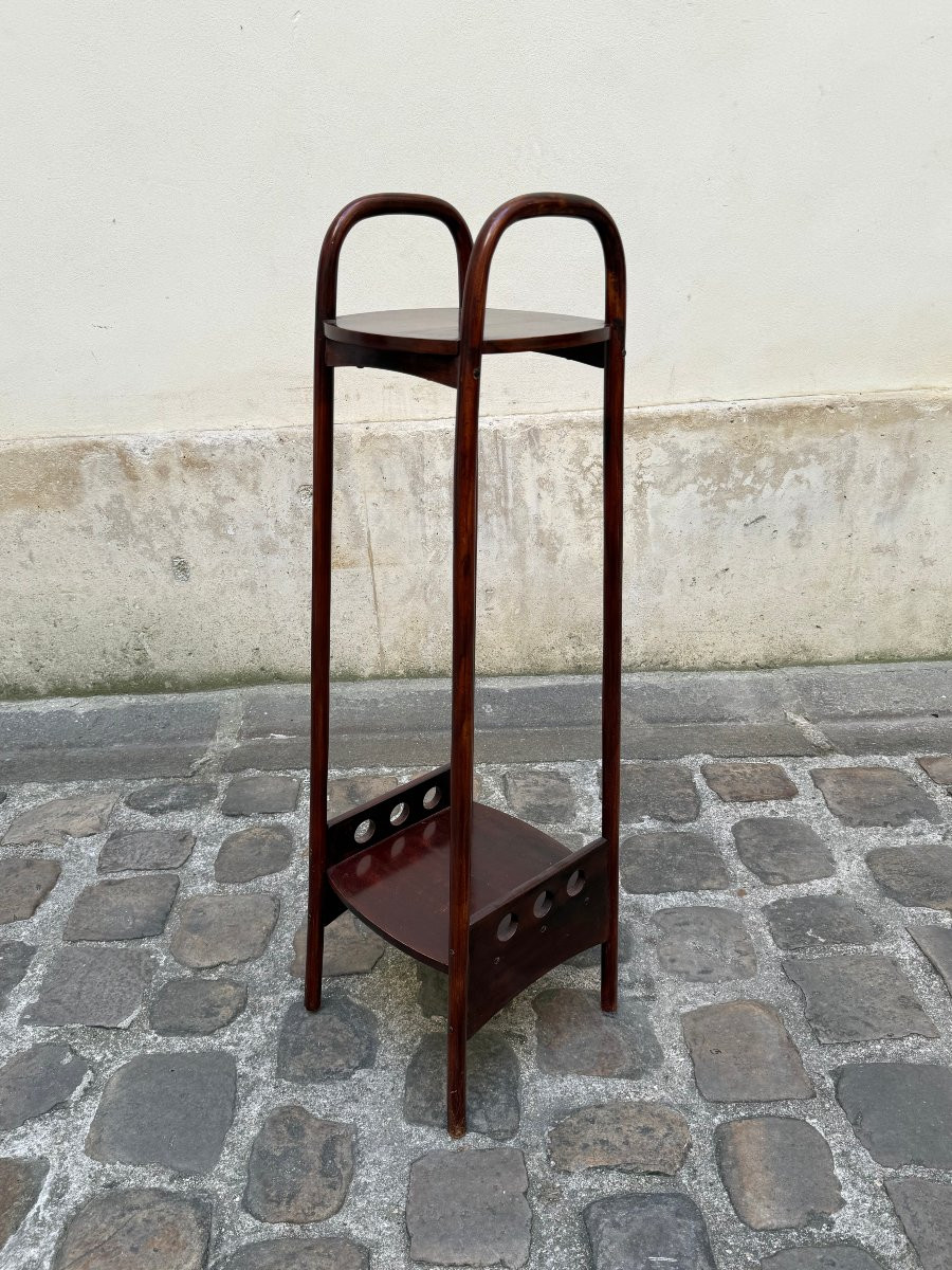 Thonet  Stand Or Plant Holder In Curved Mahogany-stained Wood -photo-3