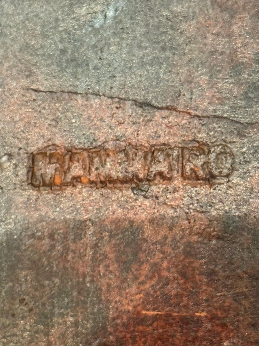 Grand plat ou coupe en terre cuite à décor incisé, signé Mammaro , Italie années 80 -photo-4