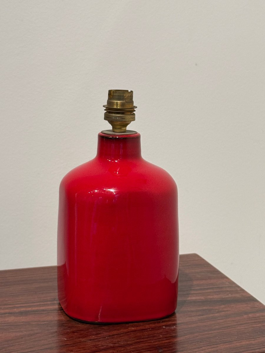 Red Ceramic Lamp By Gerard Hofmann, 1950s. -photo-3