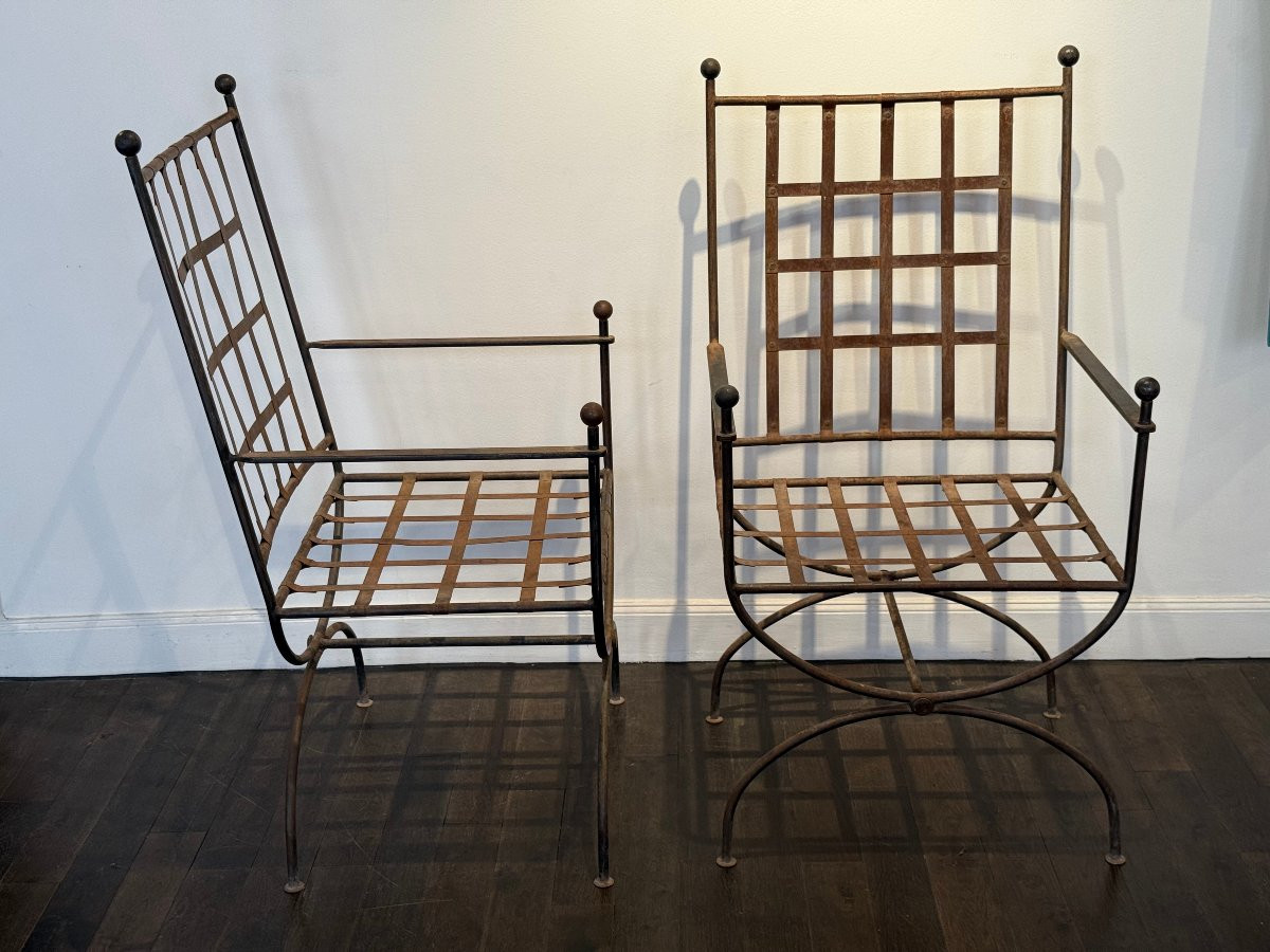 Paire de fauteuils en fer forgé -photo-2