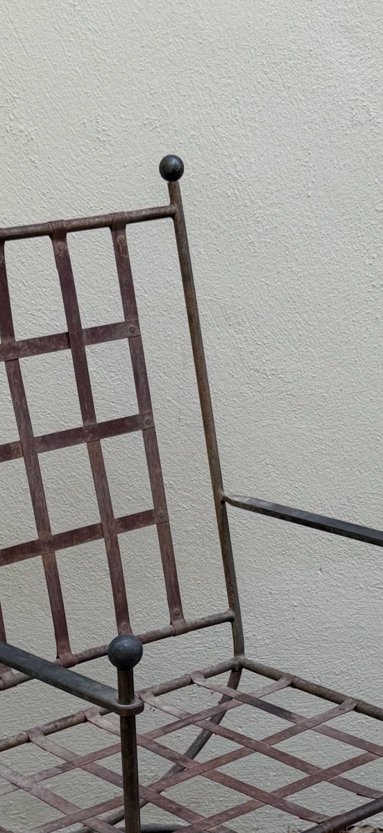 Paire de fauteuils en fer forgé -photo-3