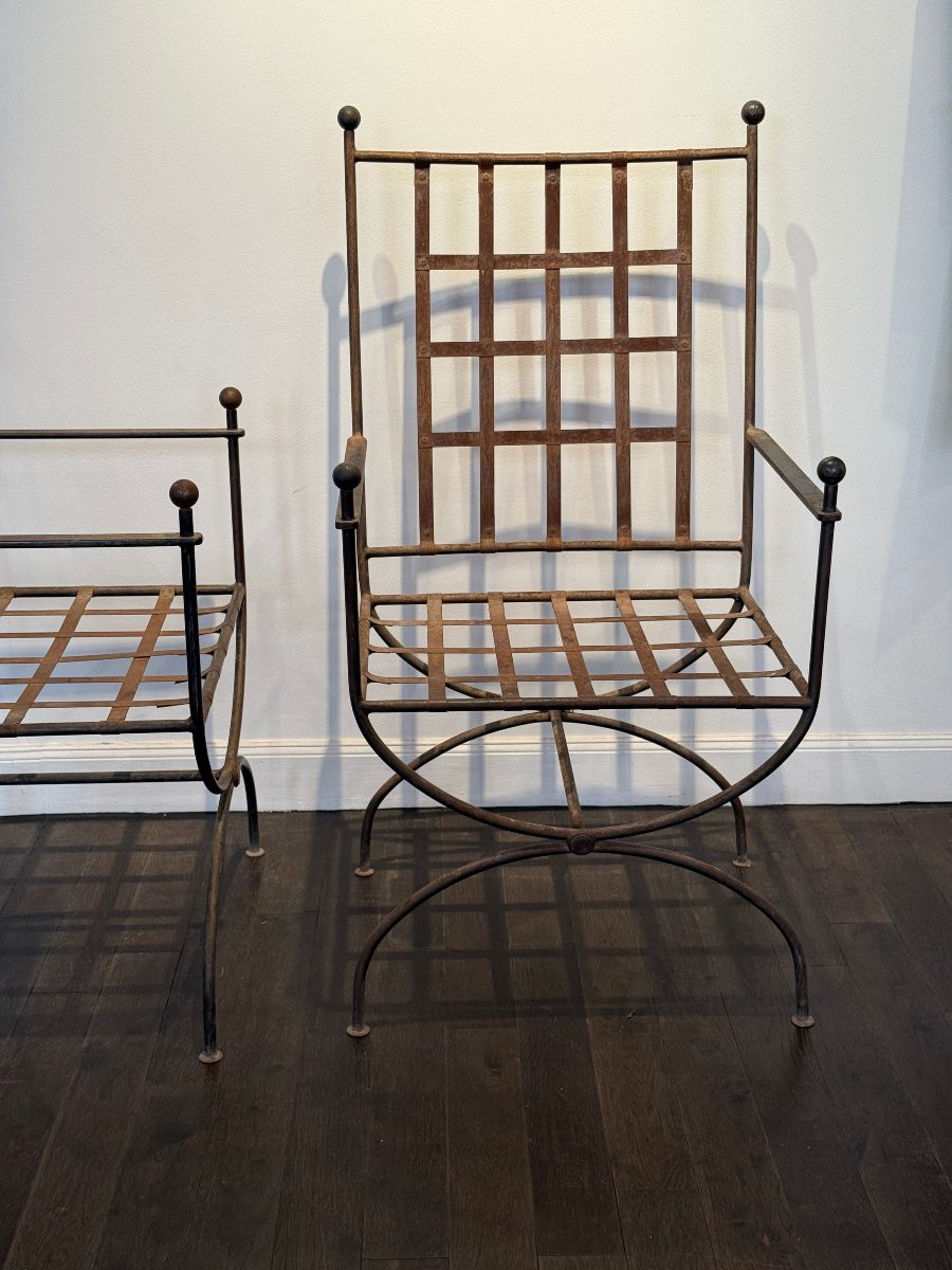 Paire de fauteuils en fer forgé -photo-4
