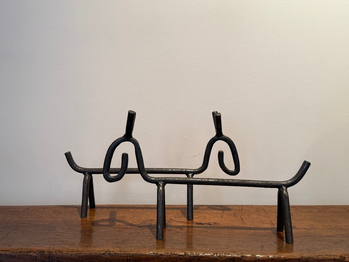 Paire de Chenets modernistes figurant 2 anes, travail catalan vers 1960 -photo-4