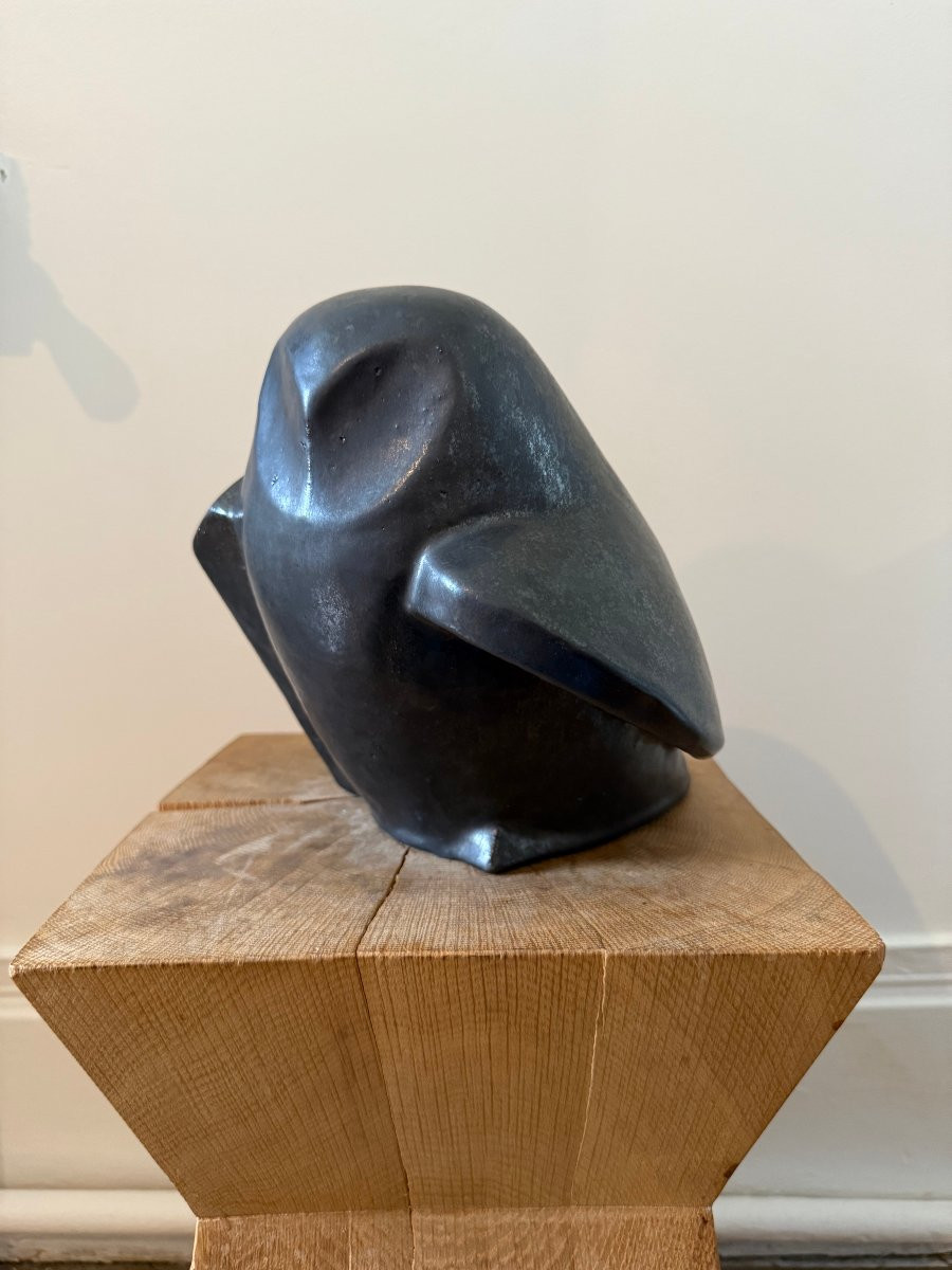 Une chouette en céramique noire -photo-2