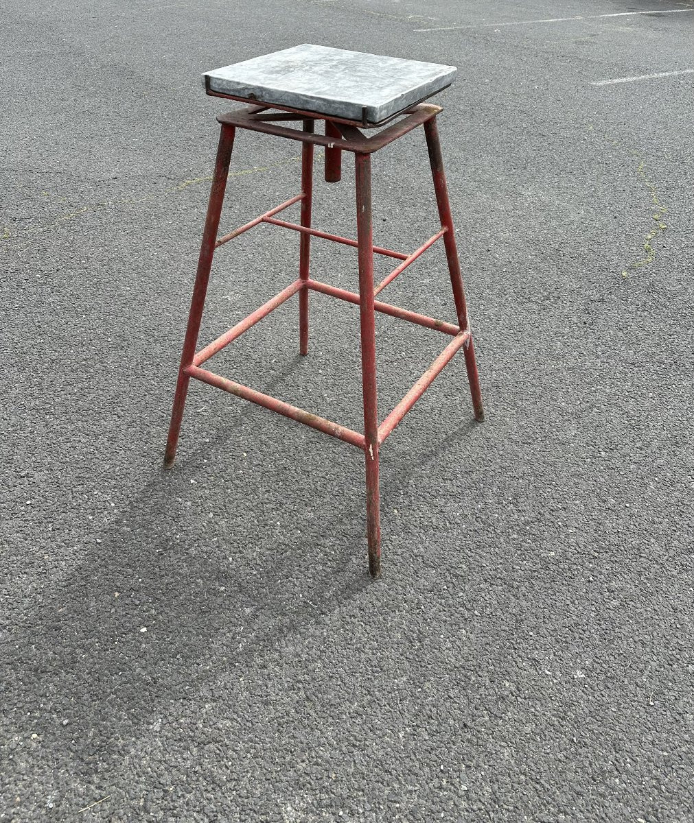 Industrial Metal Stand With 2 Interchangeable Wooden Or Marble Tops -photo-2