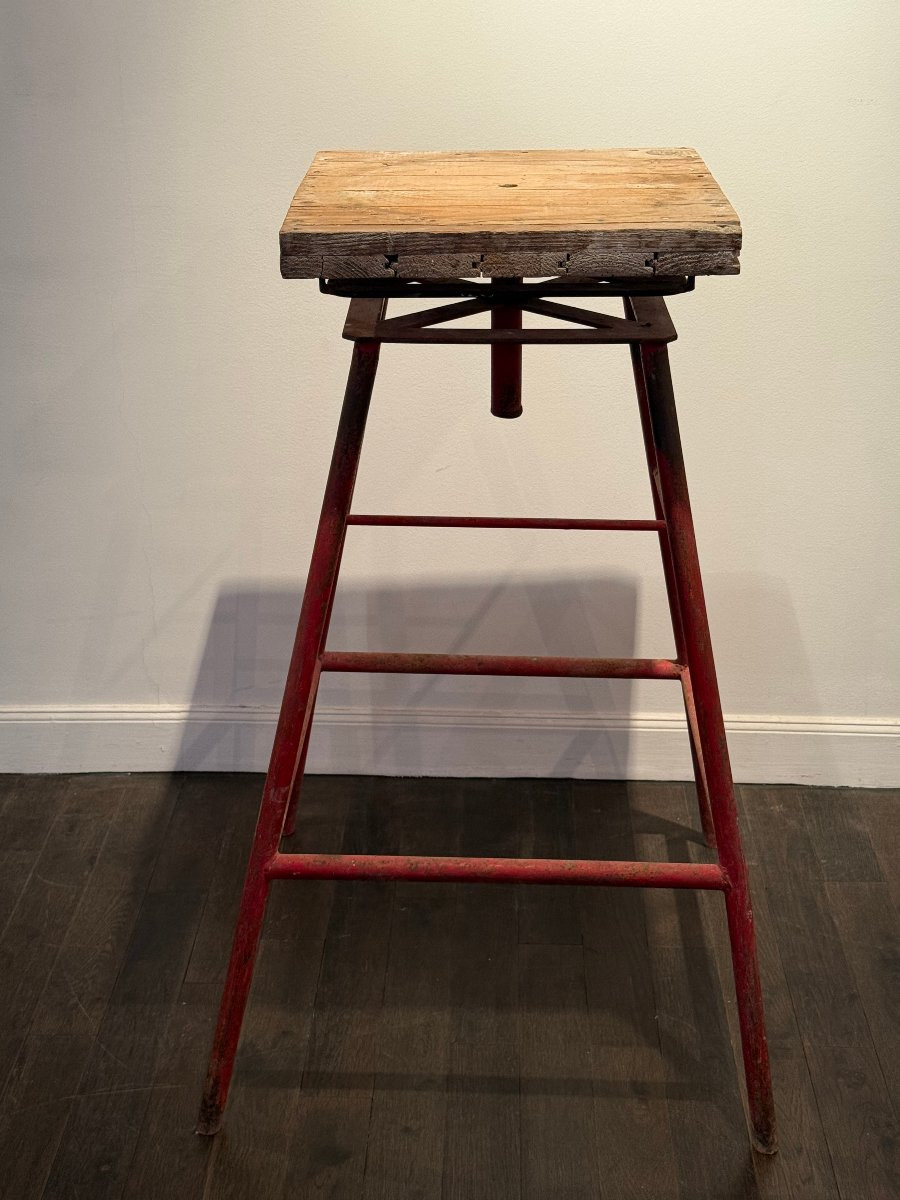 Industrial Metal Stand With 2 Interchangeable Wooden Or Marble Tops -photo-1