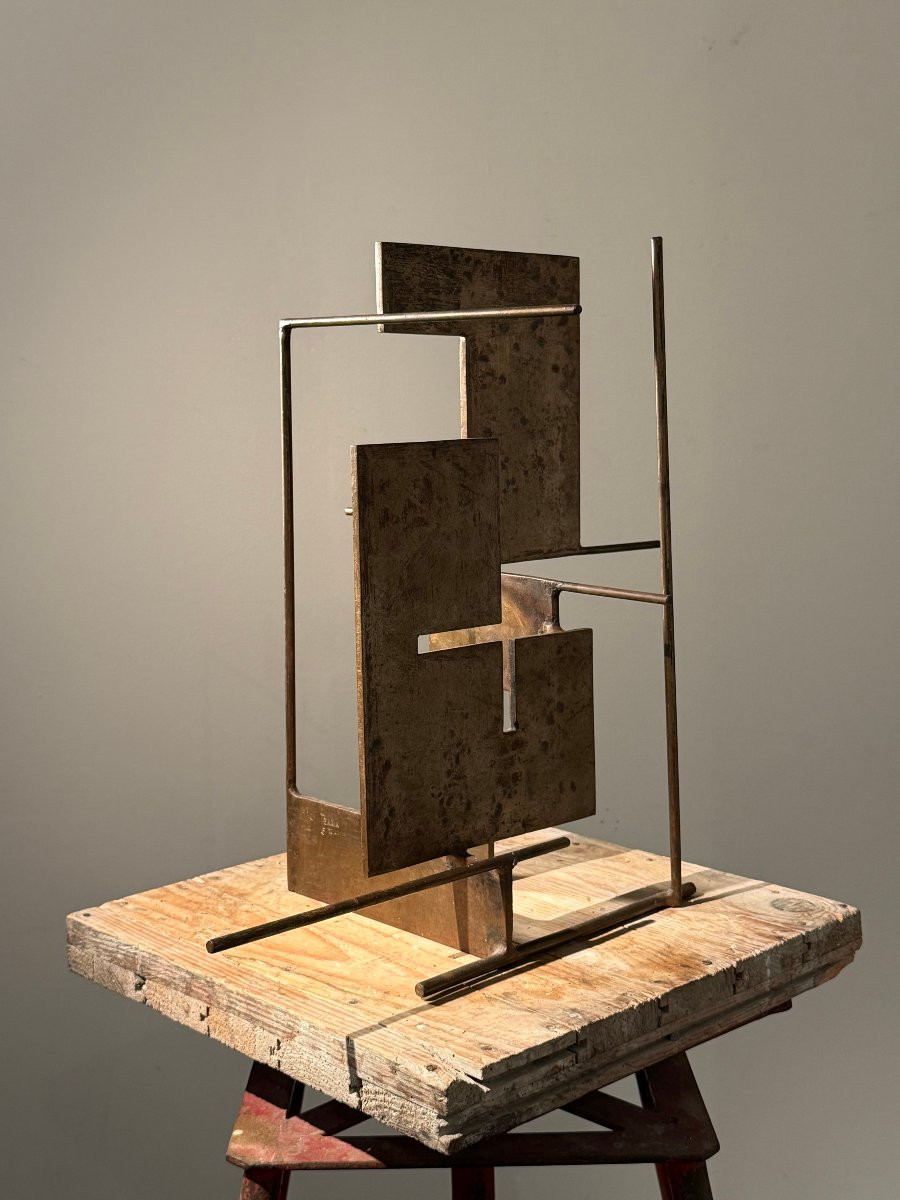 Disintegrated Cube, Steel Sculpture, Unique Piece By Francesco Marino Di Teana 1957 -photo-4