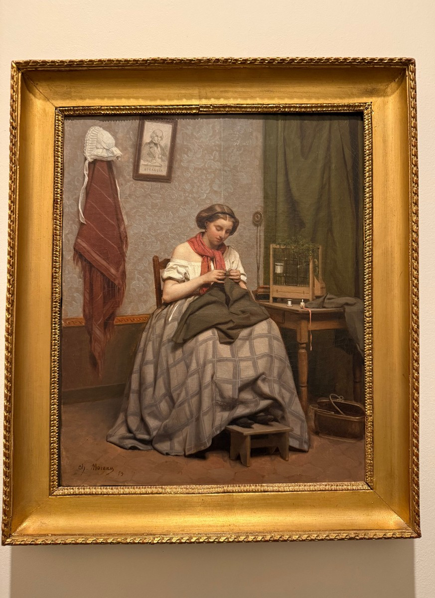 Sewing - Oil On Canvas By Charles Moreau, 1859