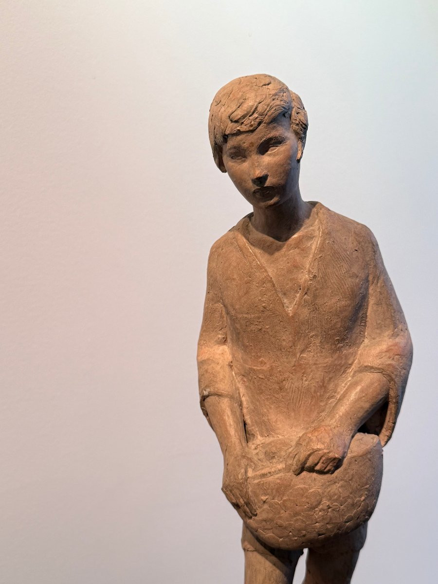 Original Terracotta Sculpture By G. Privat, Circa 1950-photo-2