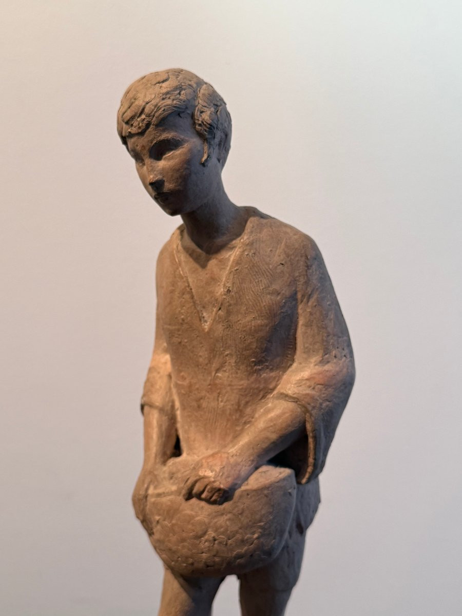 Original Terracotta Sculpture By G. Privat, Circa 1950-photo-3