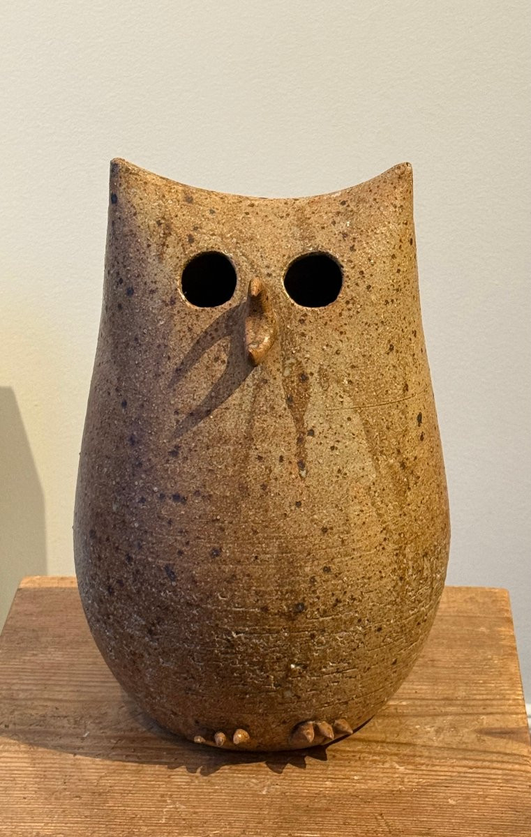 Owl Lamp In Stoneware By Alain Blanchard Circa 1970-photo-1