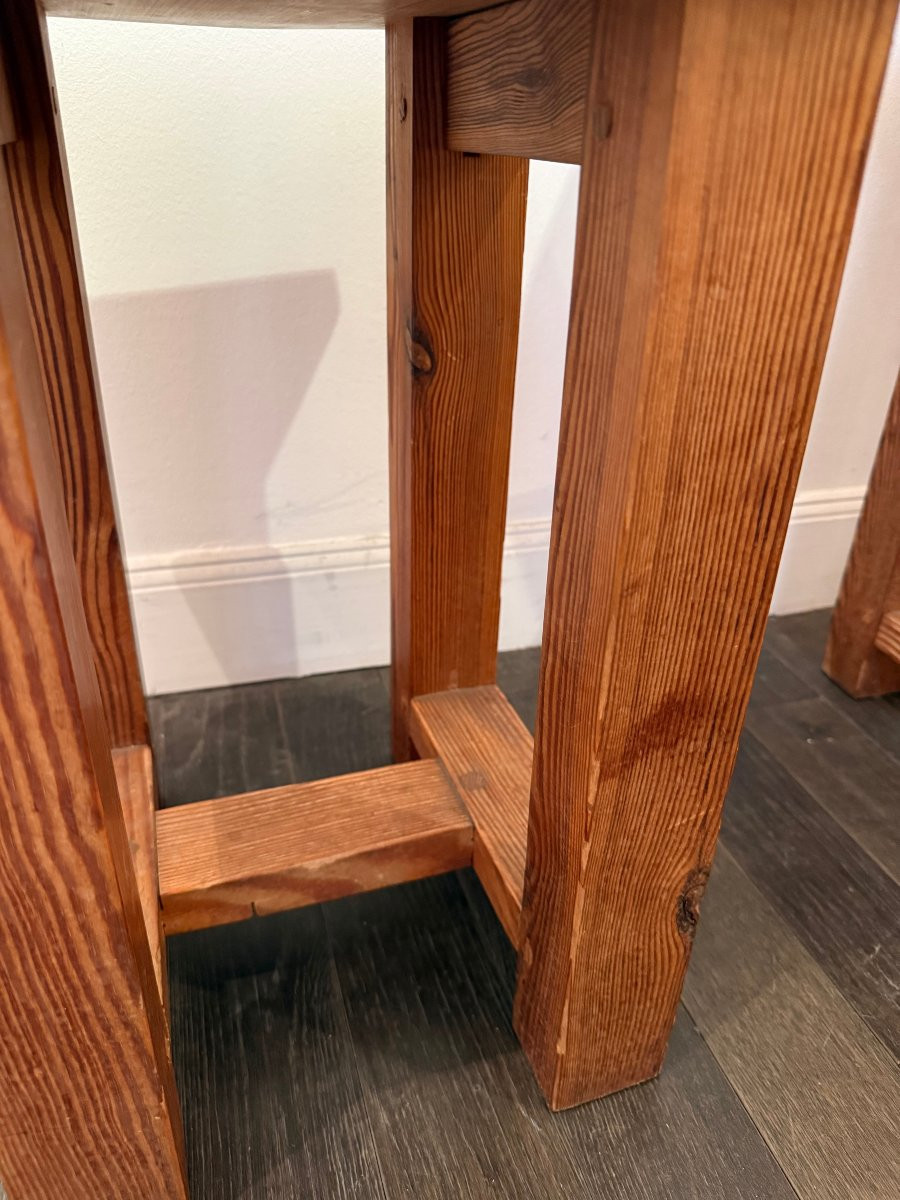 Paire de tabourets en pins des années 60  -photo-4