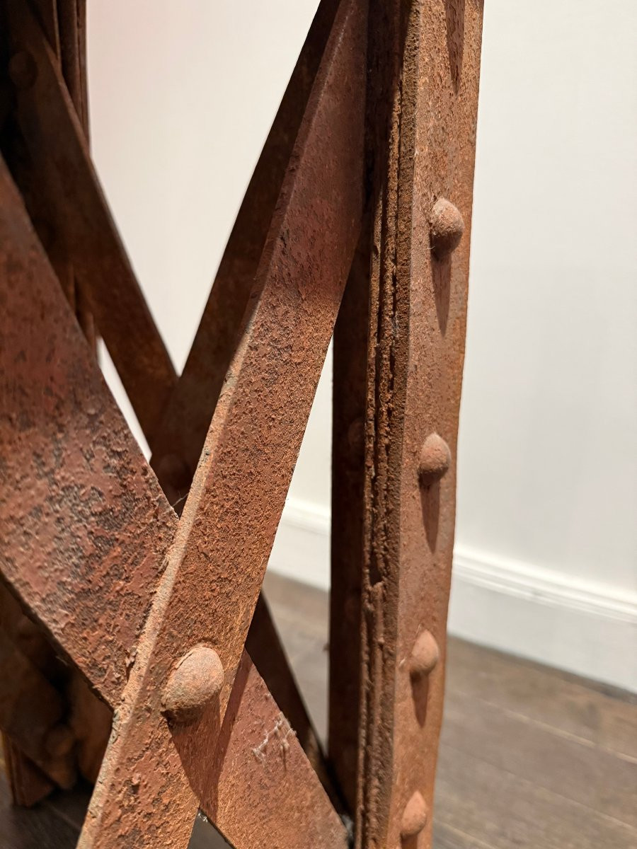 rare sellette industrielle en fer puddlé structure Eiffel , France circa 1900-photo-4