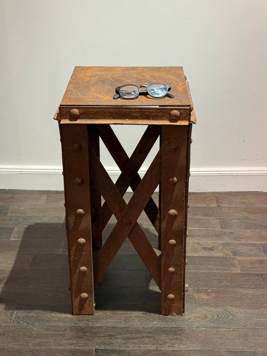 rare sellette industrielle en fer puddlé structure Eiffel , France circa 1900-photo-1