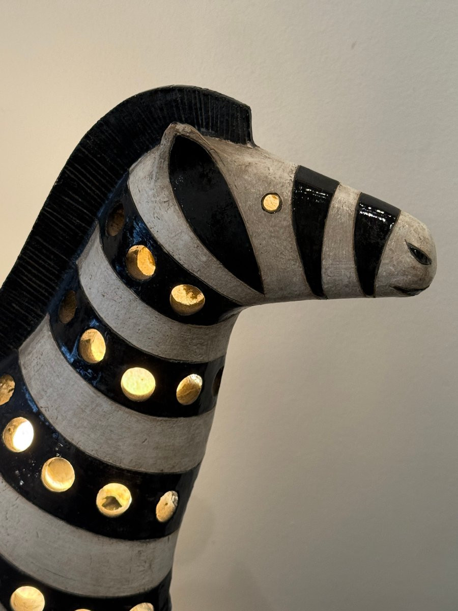 Lampe zébre en céramique -photo-3