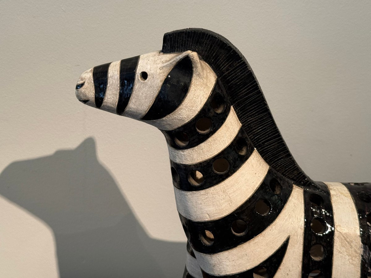 Lampe zébre en céramique -photo-2