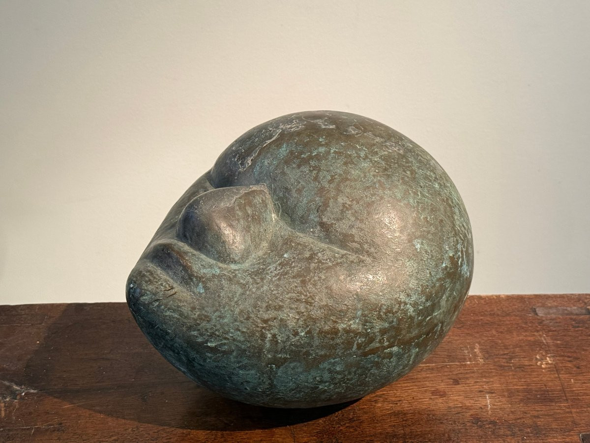 Sculpture moderne en bronze figurant une tete stylisée -photo-3