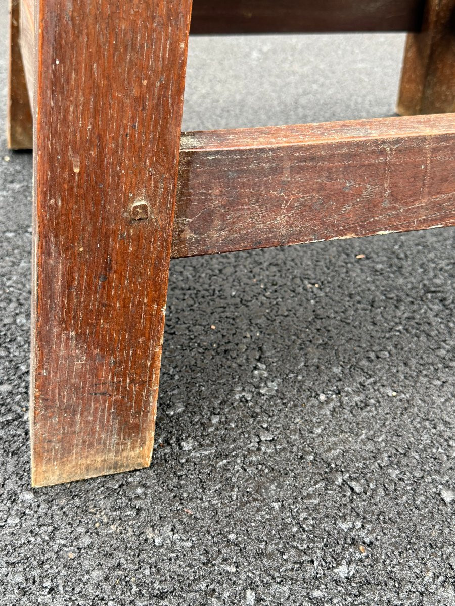 Grosse sellette de sculpteur en chene à plateau pivotant -photo-3